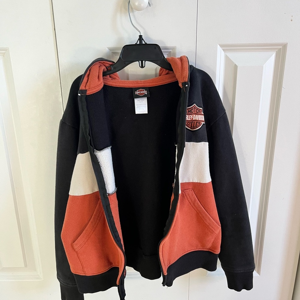 Harley-Davidson Black and Orange Zip-Up Jacket